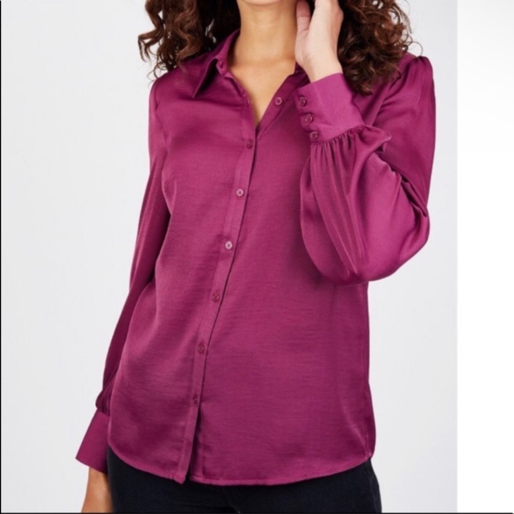 ModCloth Purple Satin Button Down top